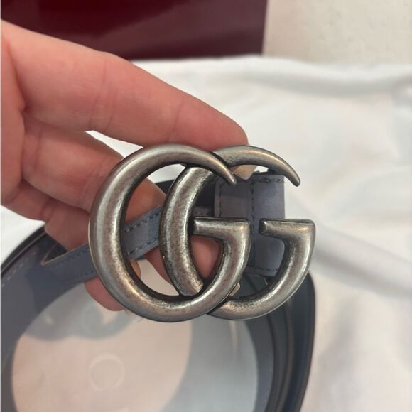 NEW Gucci Gray SUEDE Leather Belt with Silver GG Buckle size 95/38 - Picture 3 of 12